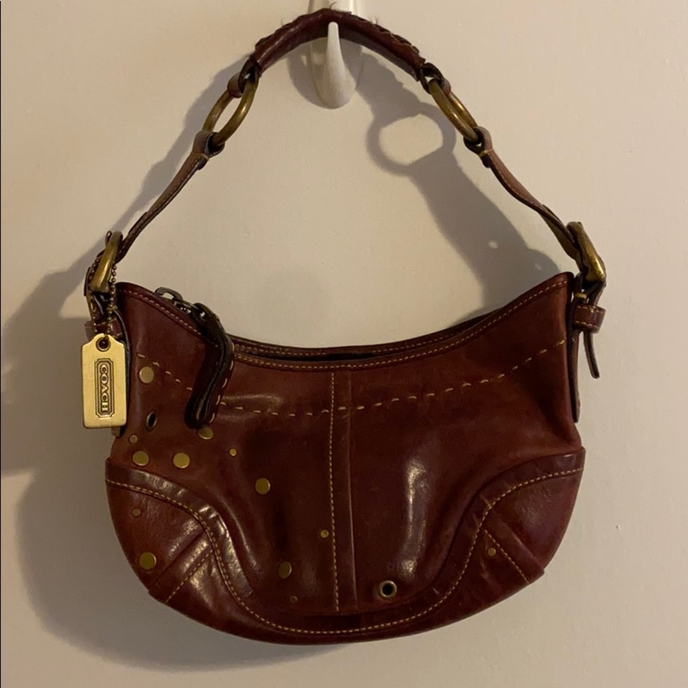 Coach grommet leather small hobo